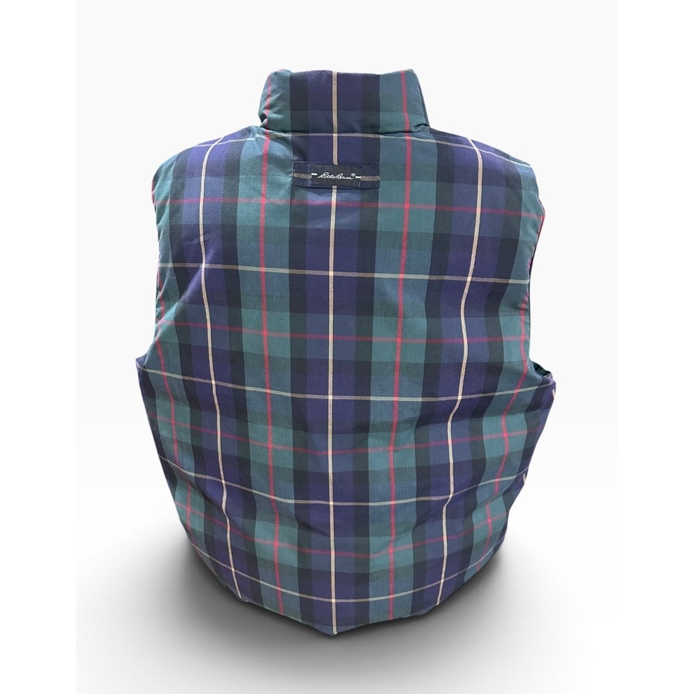 Eddie Bauer Vintage Reversible Goose Down Puffer Vest Mens Large Plaid Green - Picture 2 of 7